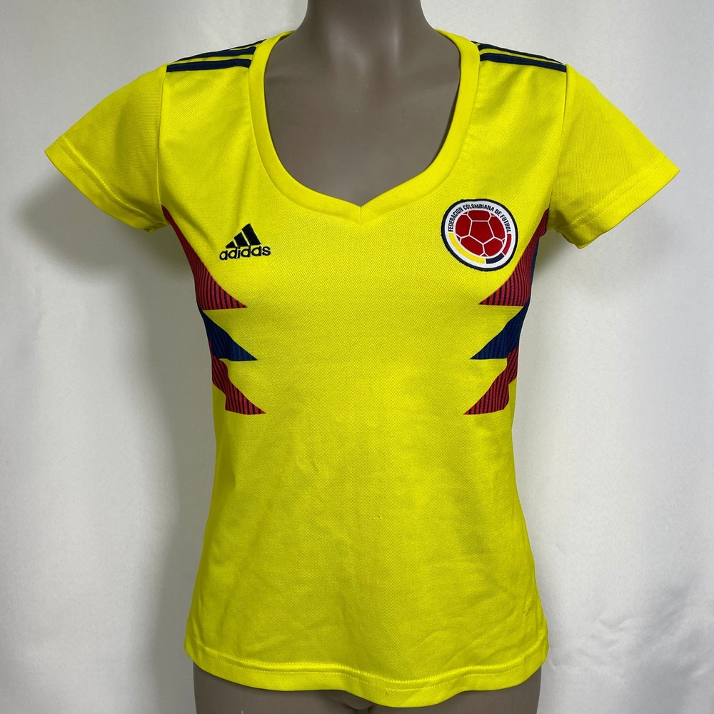Colombia National Team 2018-19 Adidas Climalite Home Soccer Jersey Women's SMALL